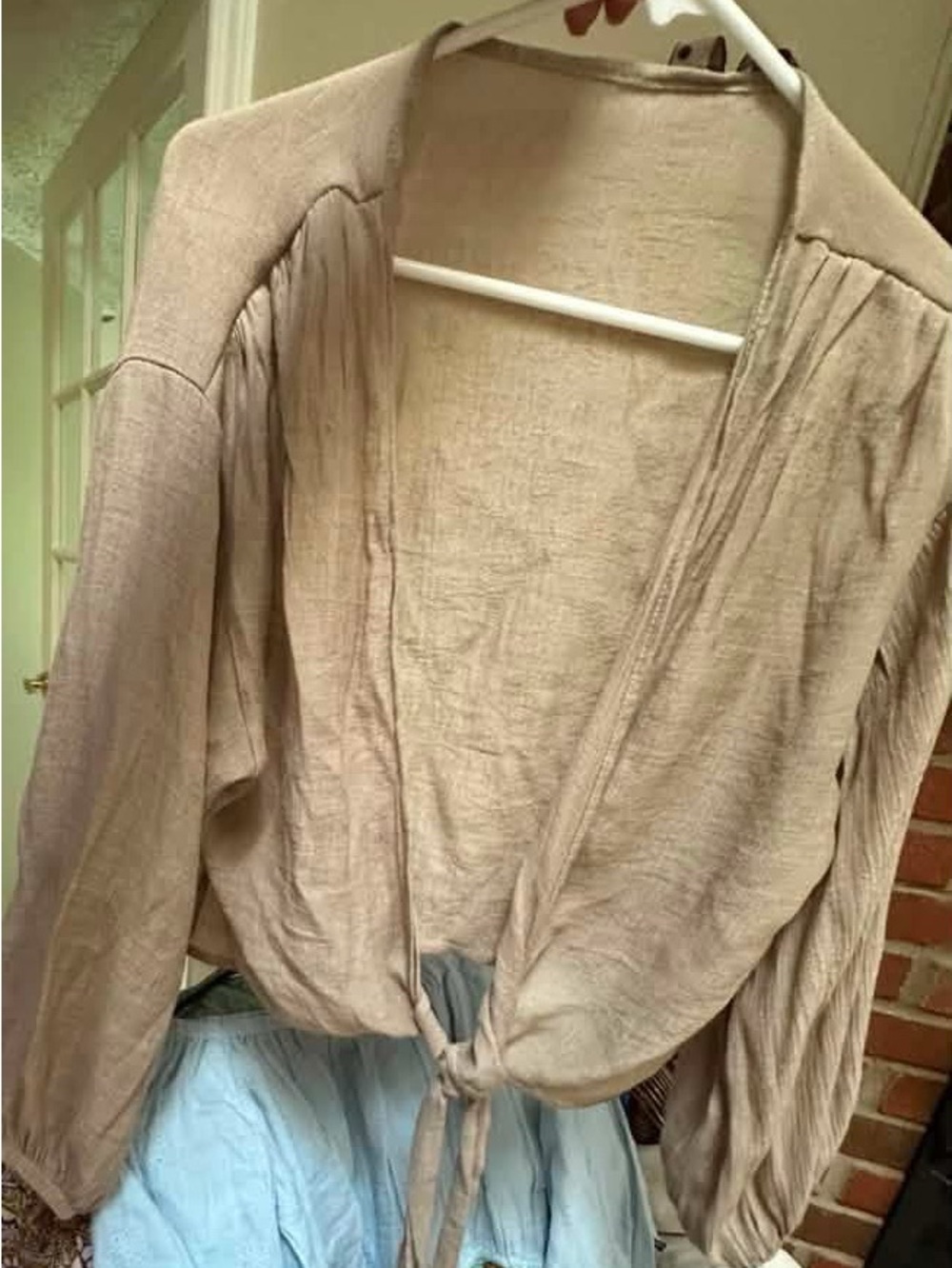 SHEIN Beige Tie-Front Lightweight Cardigan